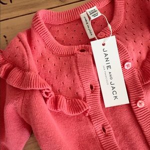 Coral Button Down Cardigan with Ruffles New w Tags